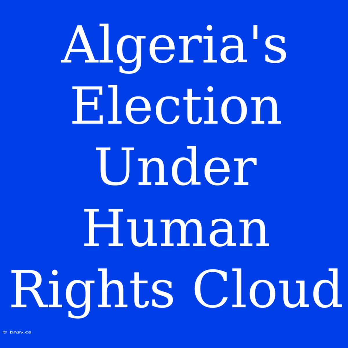 Algeria's Election Under Human Rights Cloud