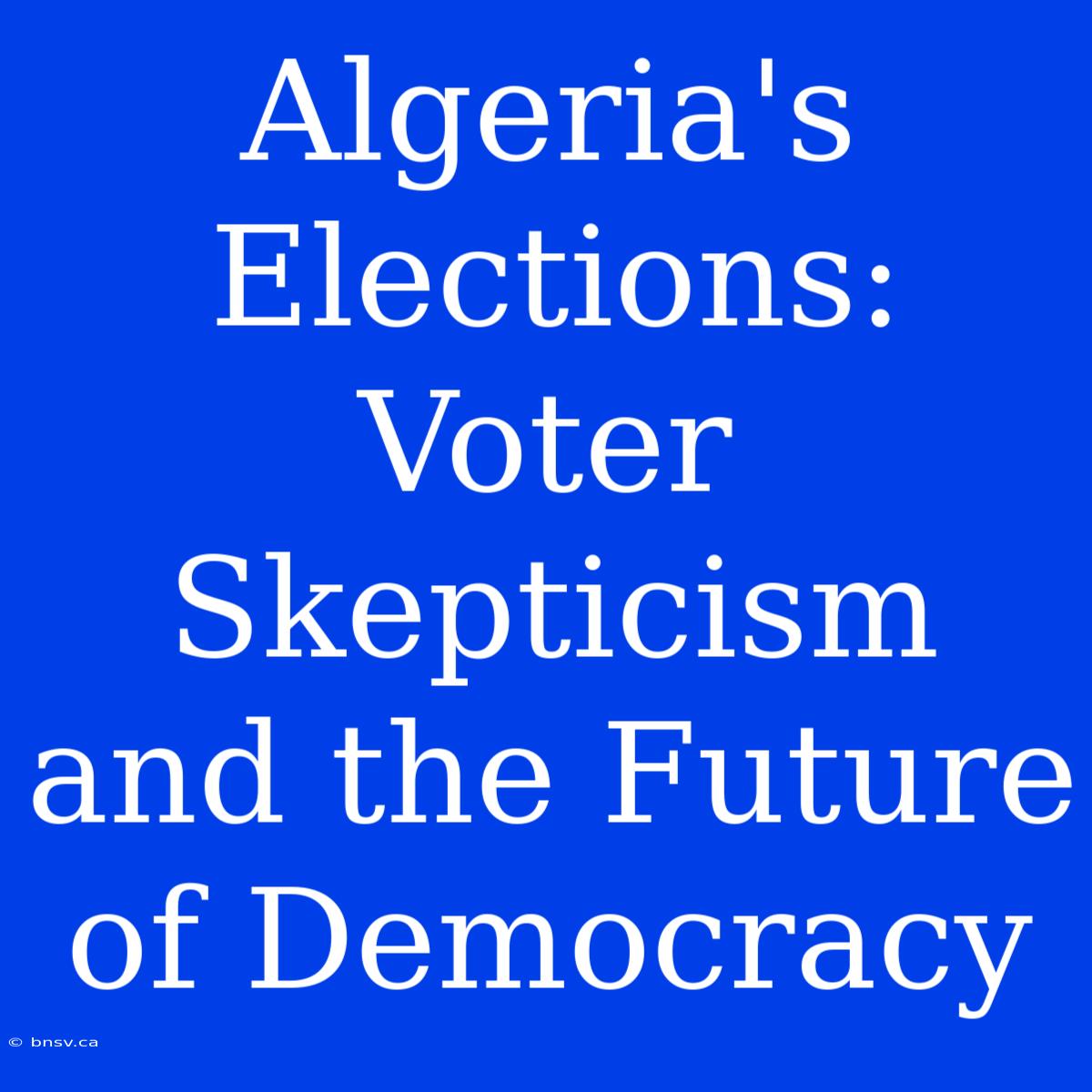 Algeria's Elections: Voter Skepticism And The Future Of Democracy