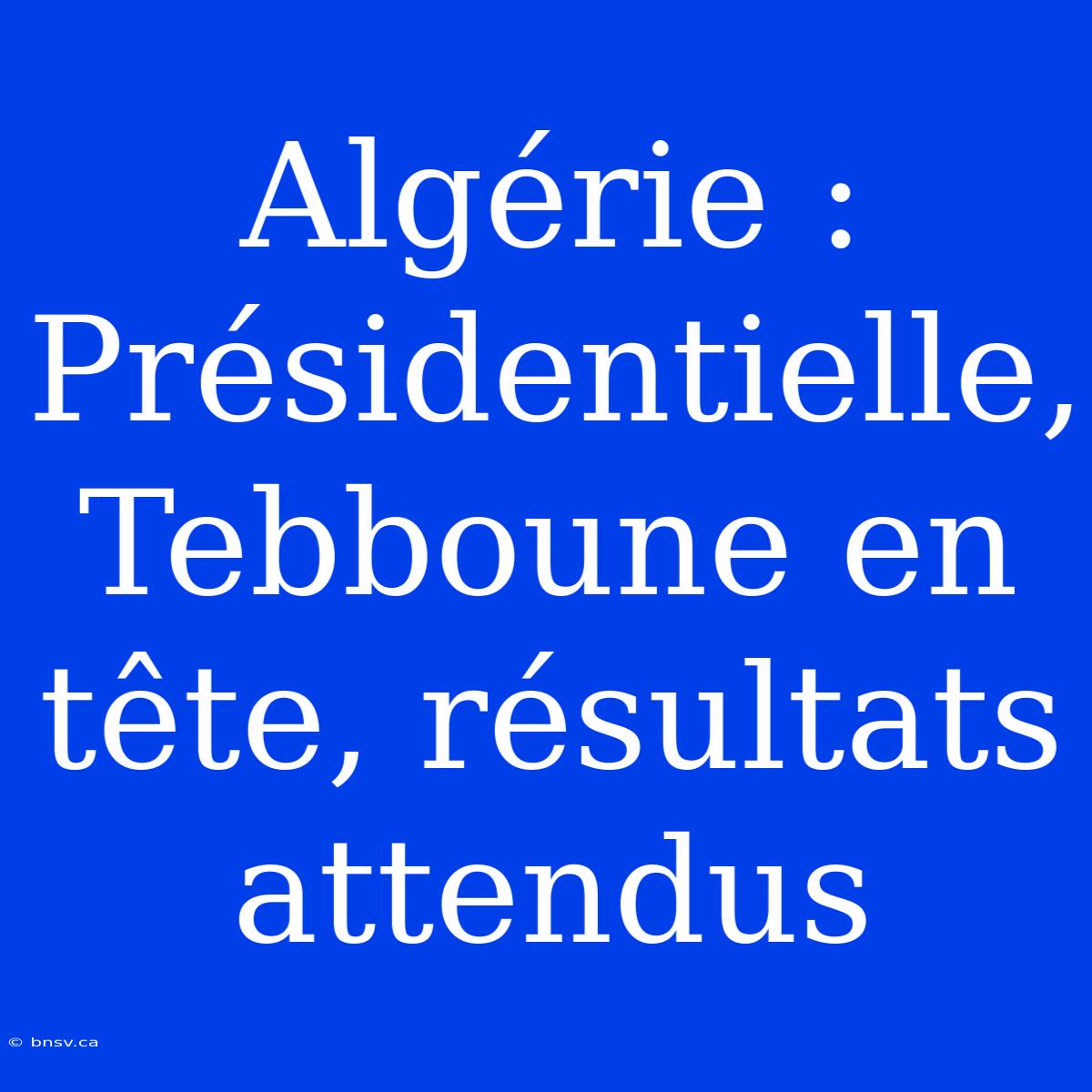 Algérie : Présidentielle, Tebboune En Tête, Résultats Attendus