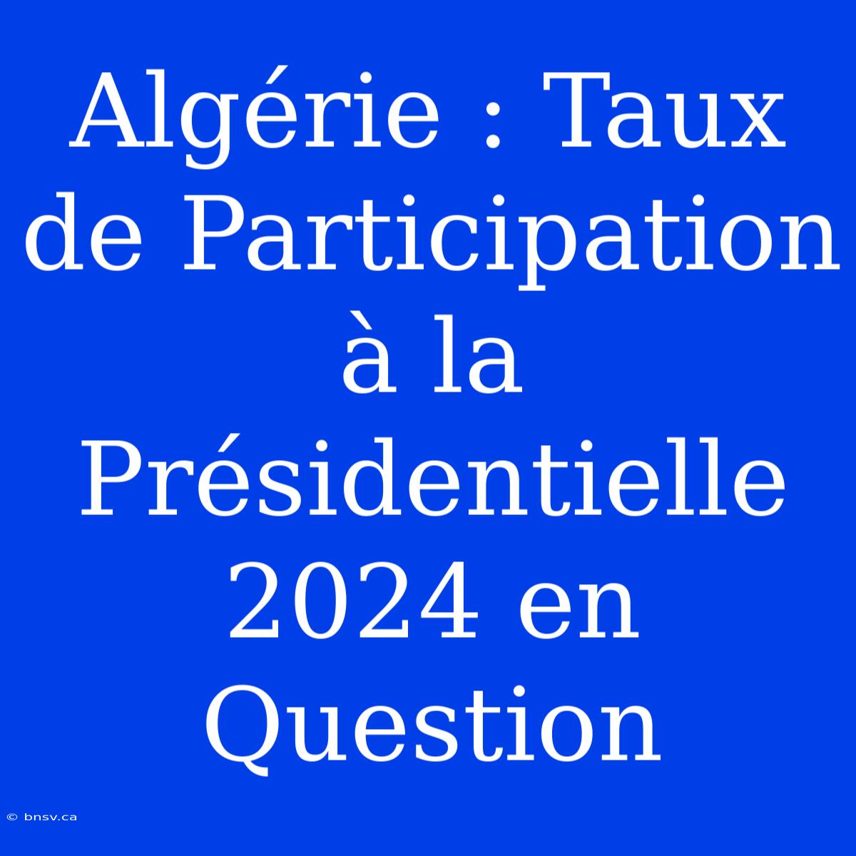 Algérie : Taux De Participation À La Présidentielle 2024 En Question