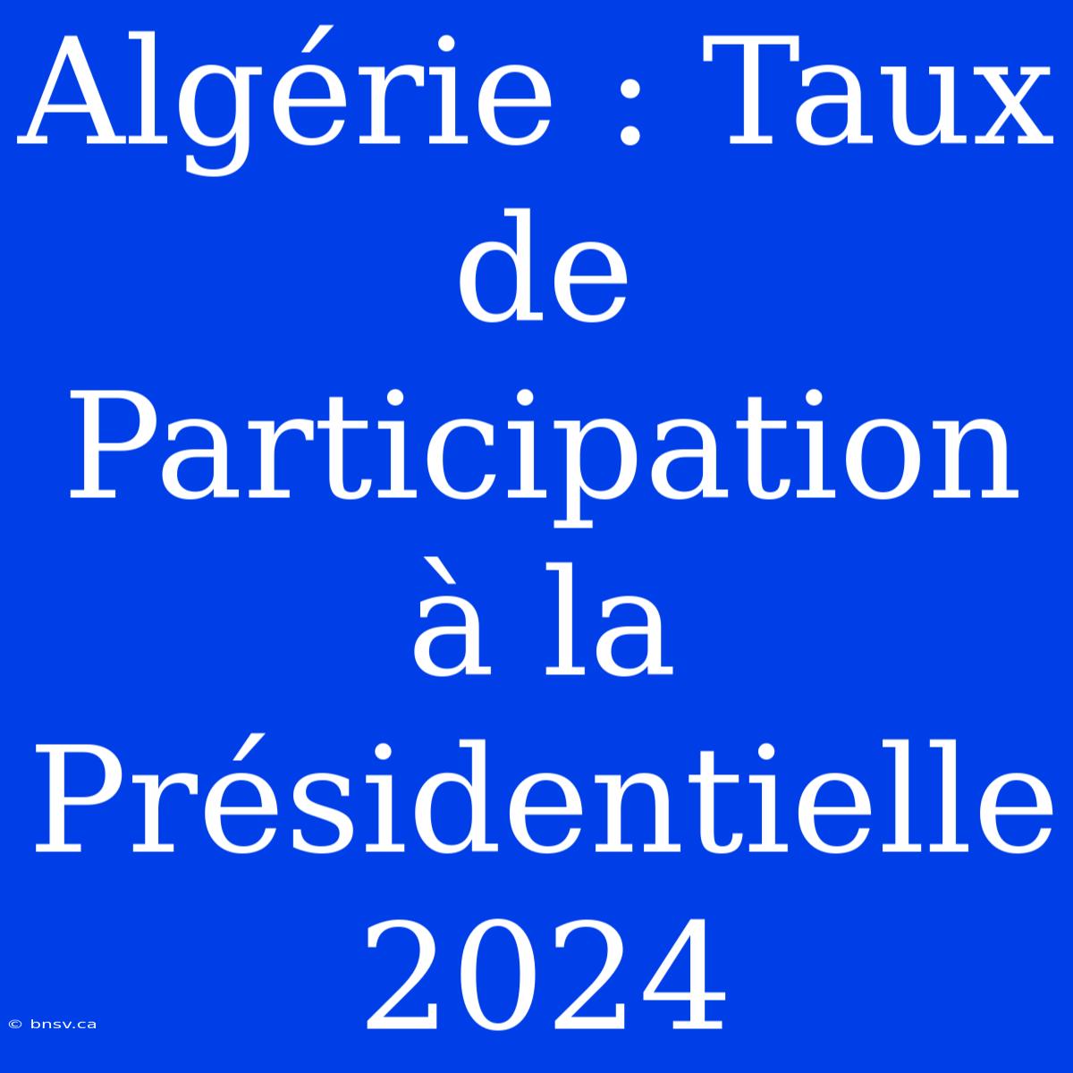 Algérie : Taux De Participation À La Présidentielle 2024