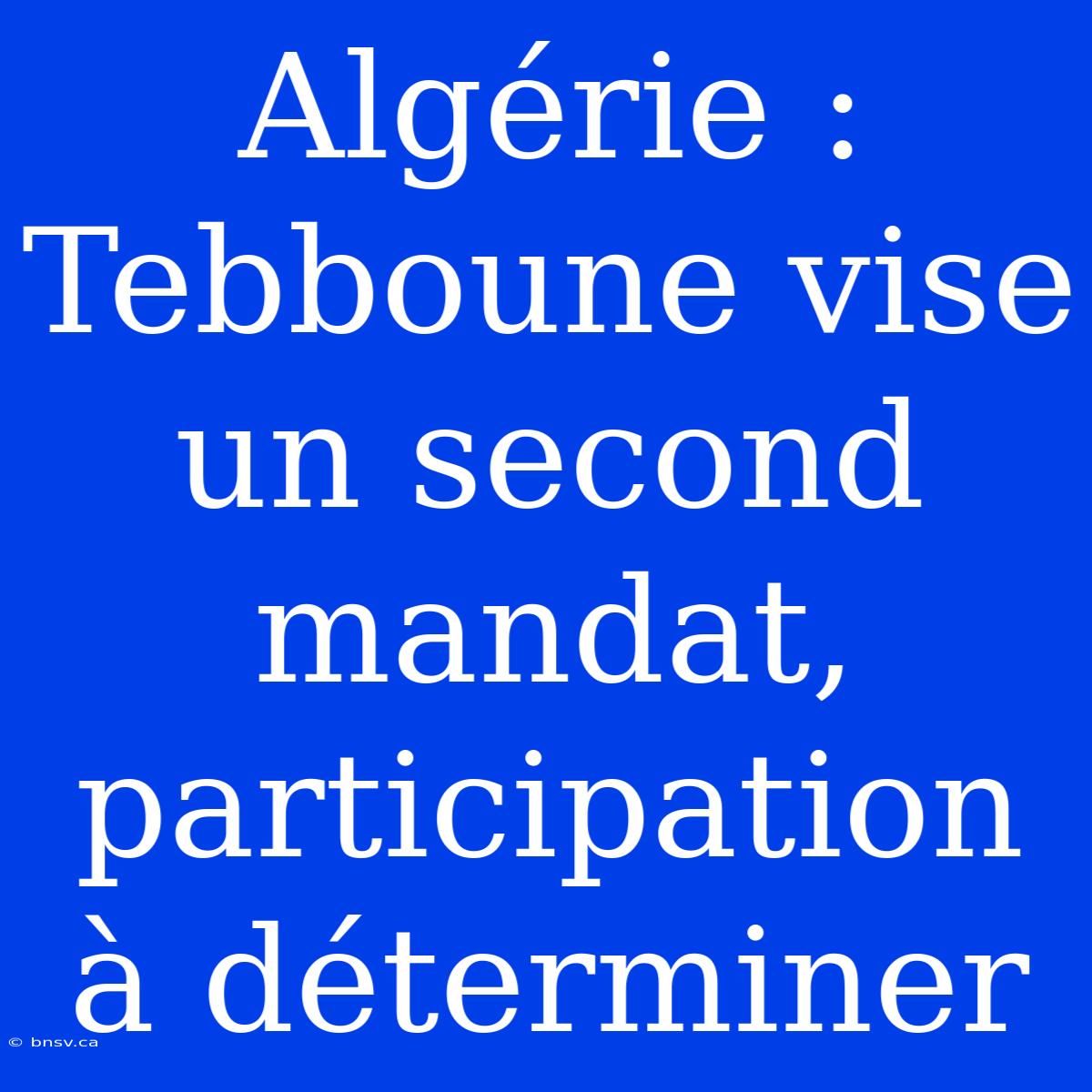 Algérie :  Tebboune Vise Un Second Mandat, Participation À Déterminer