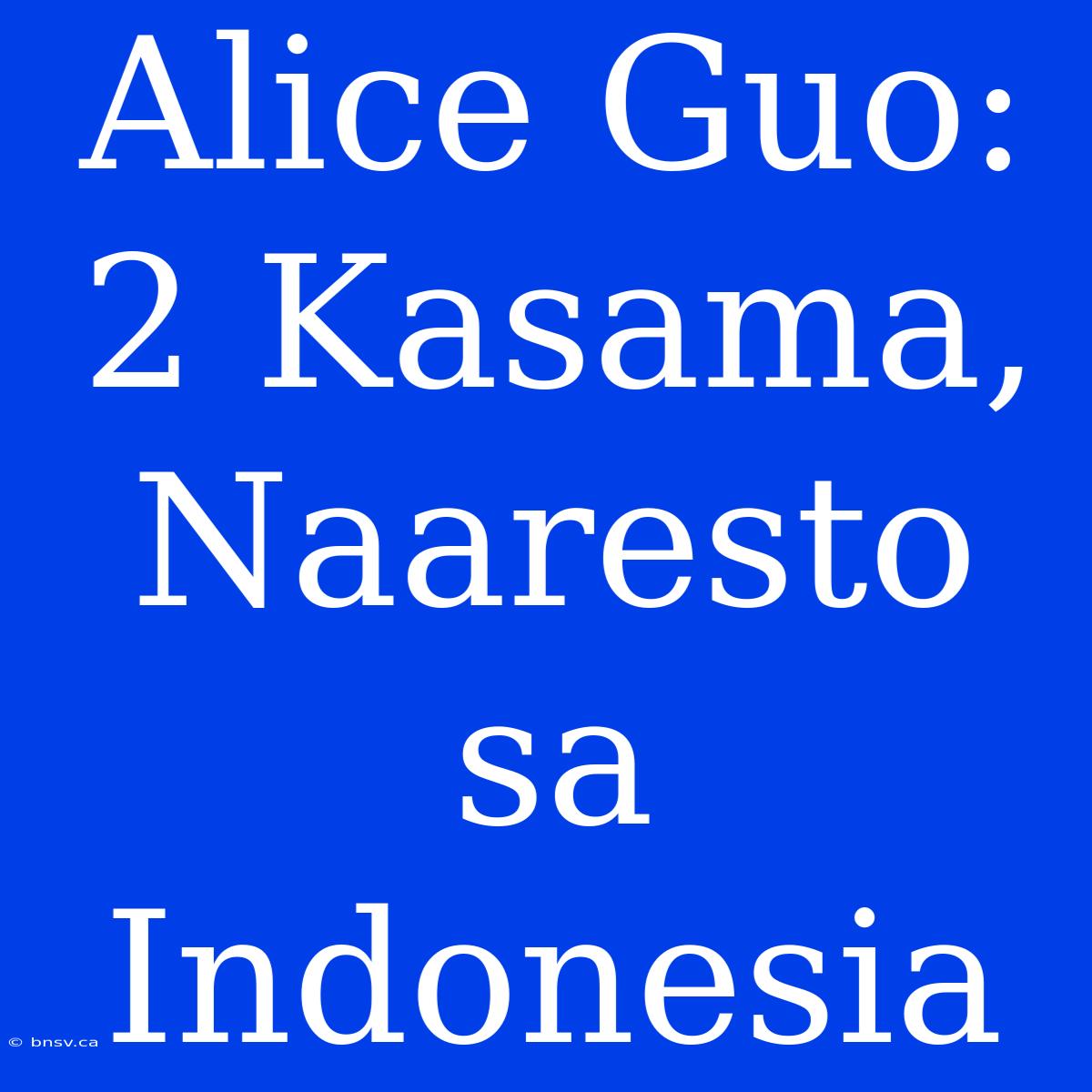 Alice Guo: 2 Kasama, Naaresto Sa Indonesia