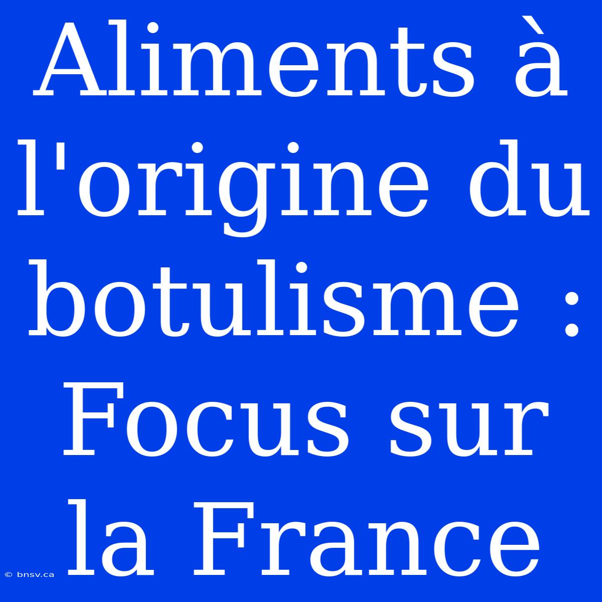 Aliments À L'origine Du Botulisme : Focus Sur La France