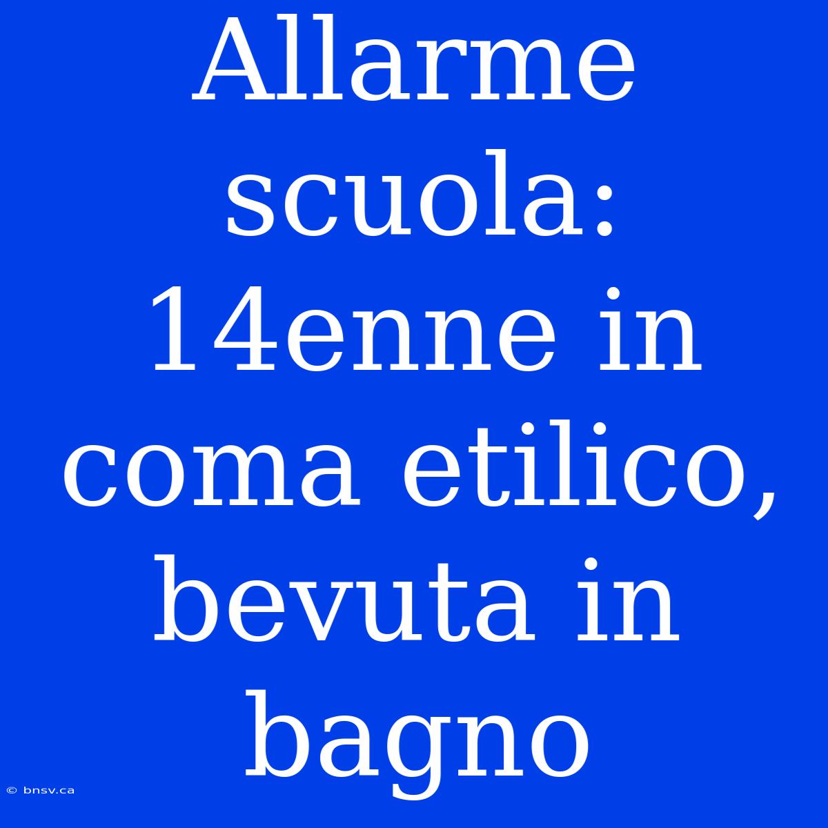 Allarme Scuola: 14enne In Coma Etilico, Bevuta In Bagno