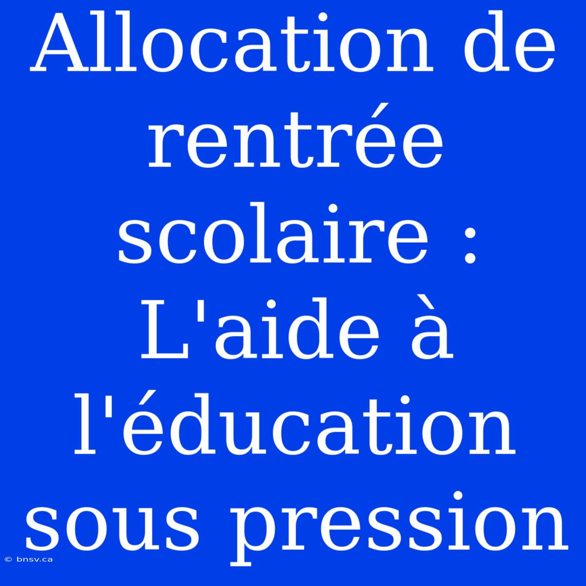 Allocation De Rentrée Scolaire :  L'aide À L'éducation Sous Pression