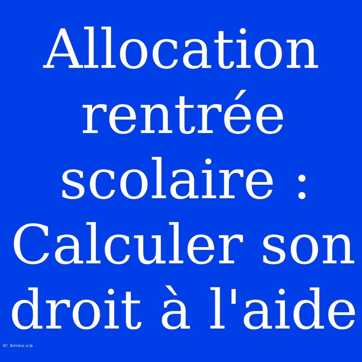 Allocation Rentrée Scolaire : Calculer Son Droit À L'aide