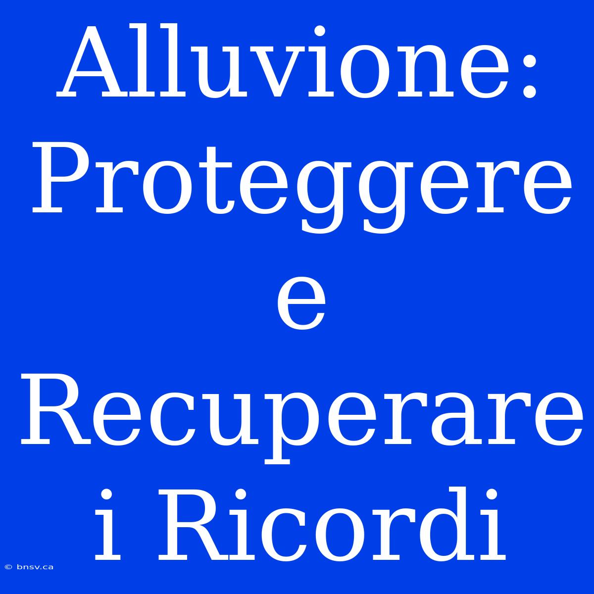 Alluvione: Proteggere E Recuperare I Ricordi