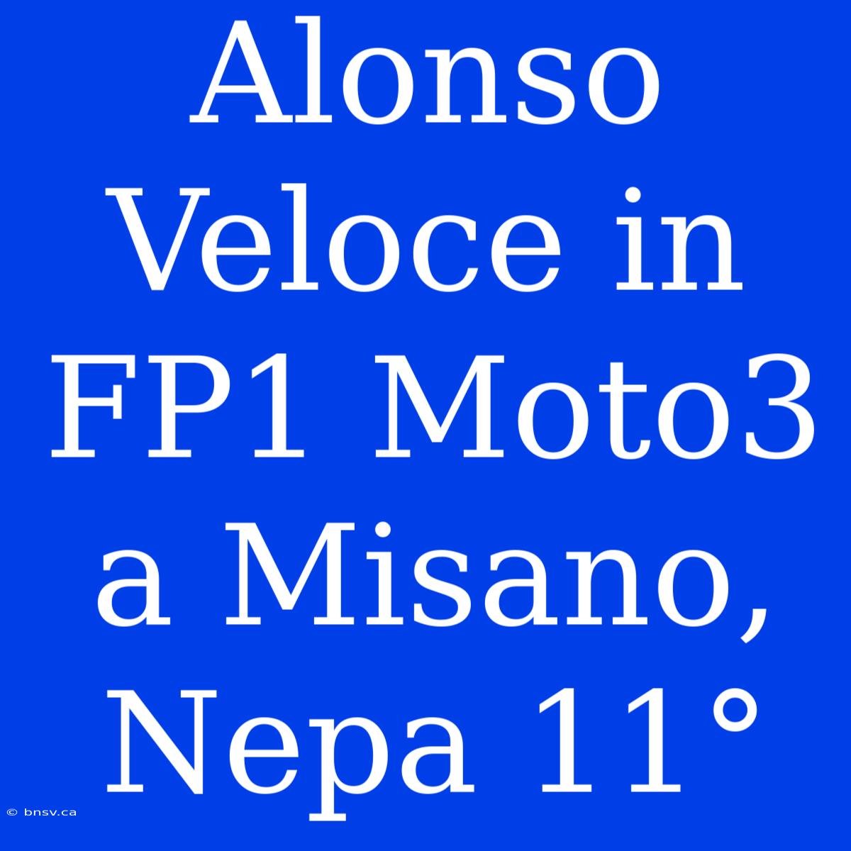 Alonso Veloce In FP1 Moto3 A Misano, Nepa 11°