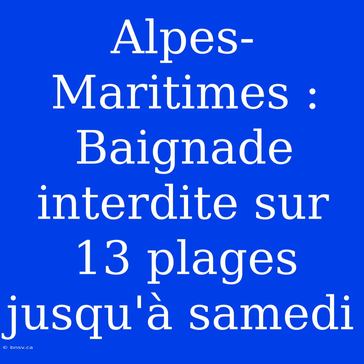 Alpes-Maritimes : Baignade Interdite Sur 13 Plages Jusqu'à Samedi