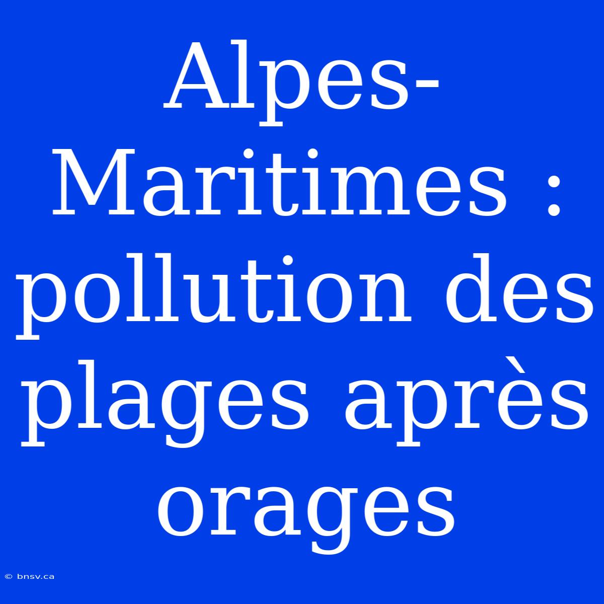 Alpes-Maritimes : Pollution Des Plages Après Orages