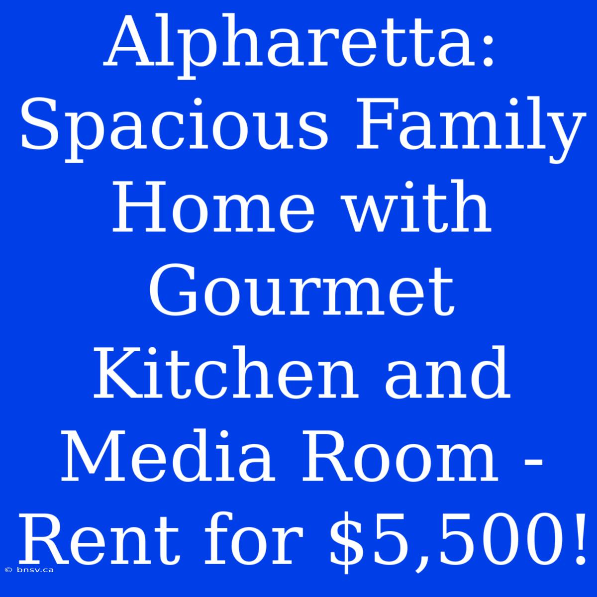 Alpharetta: Spacious Family Home With Gourmet Kitchen And Media Room - Rent For $5,500!