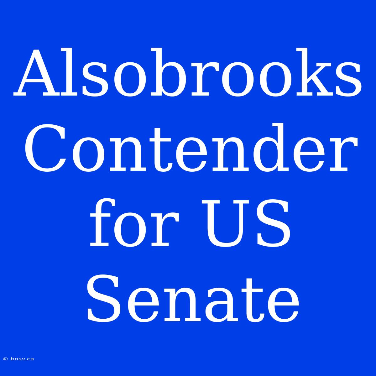 Alsobrooks Contender For US Senate