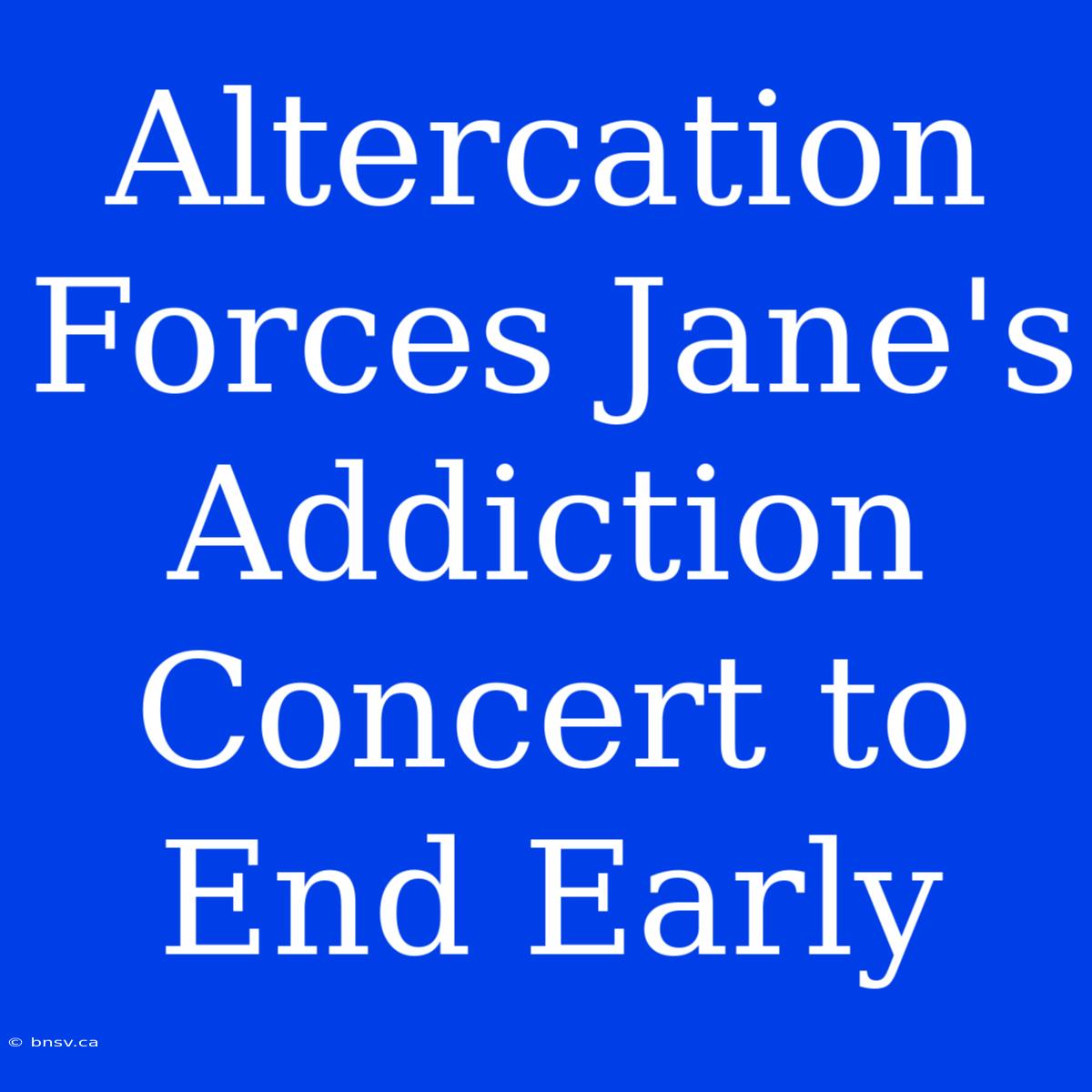 Altercation Forces Jane's Addiction Concert To End Early