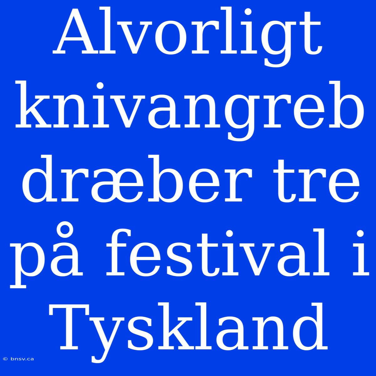 Alvorligt Knivangreb Dræber Tre På Festival I Tyskland