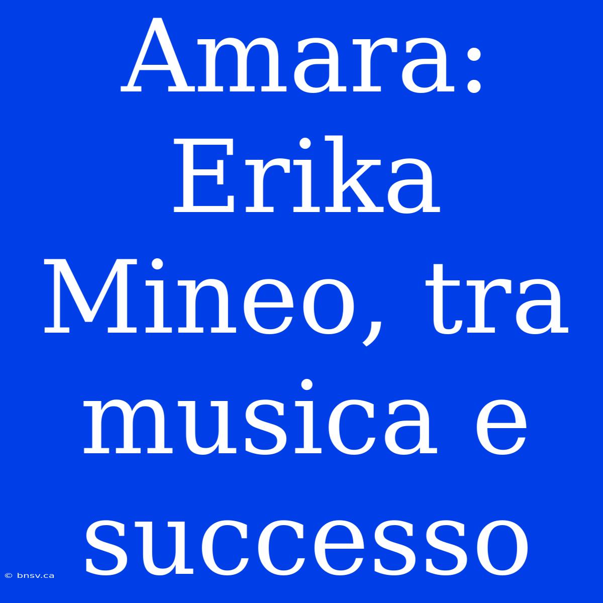 Amara: Erika Mineo, Tra Musica E Successo