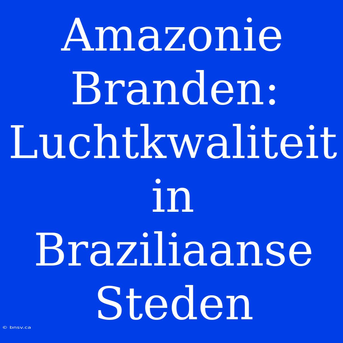 Amazonie Branden: Luchtkwaliteit In Braziliaanse Steden