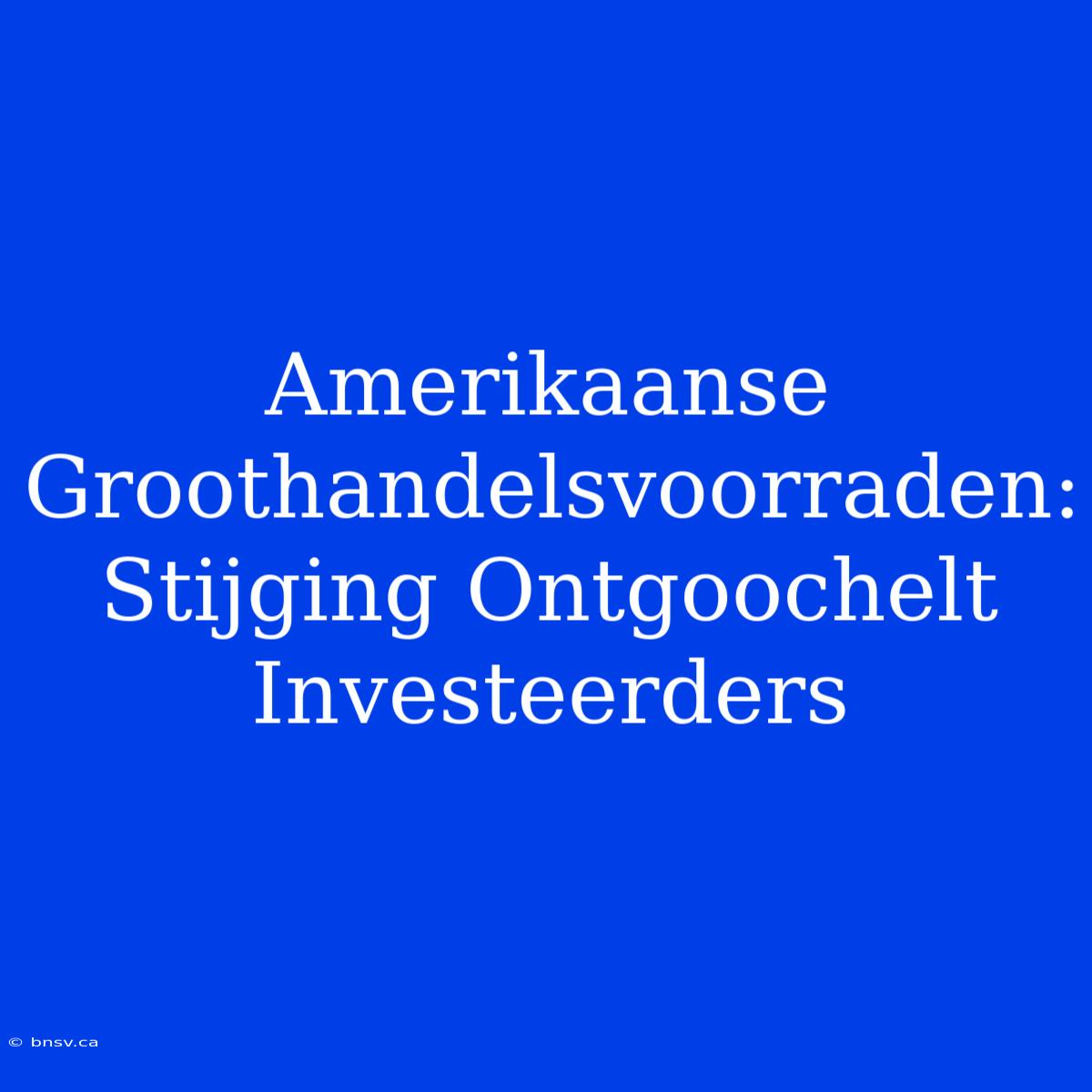 Amerikaanse Groothandelsvoorraden: Stijging Ontgoochelt Investeerders