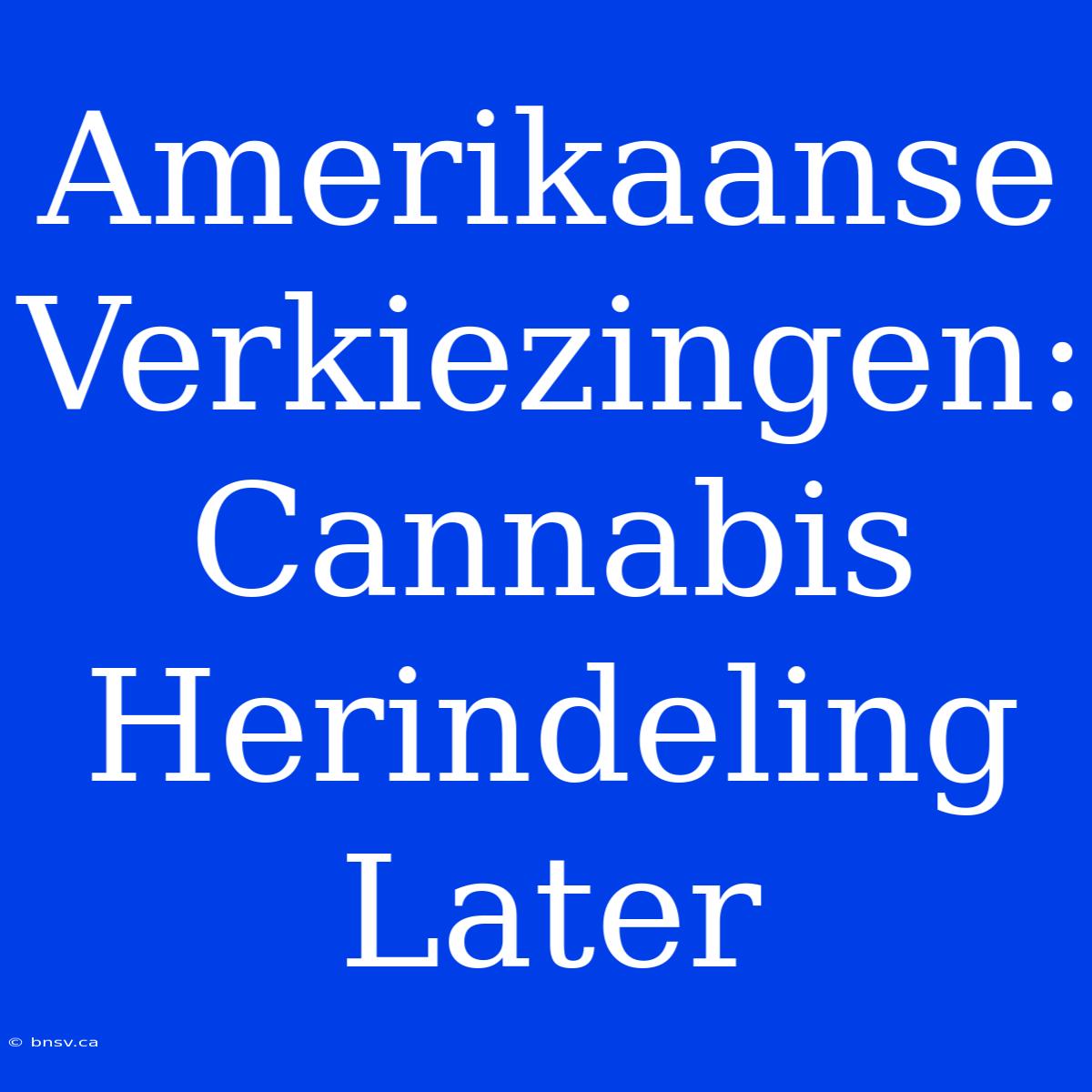 Amerikaanse Verkiezingen: Cannabis Herindeling Later