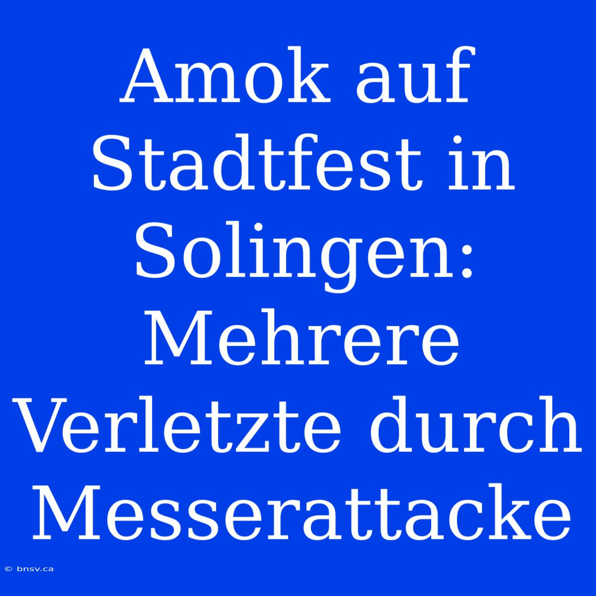 Amok Auf Stadtfest In Solingen: Mehrere Verletzte Durch Messerattacke