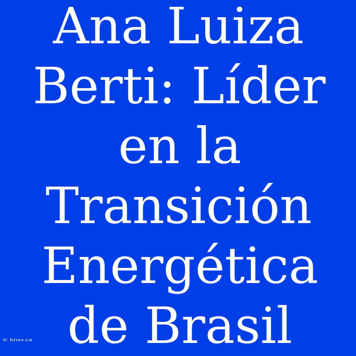 Ana Luiza Berti: Líder En La Transición Energética De Brasil