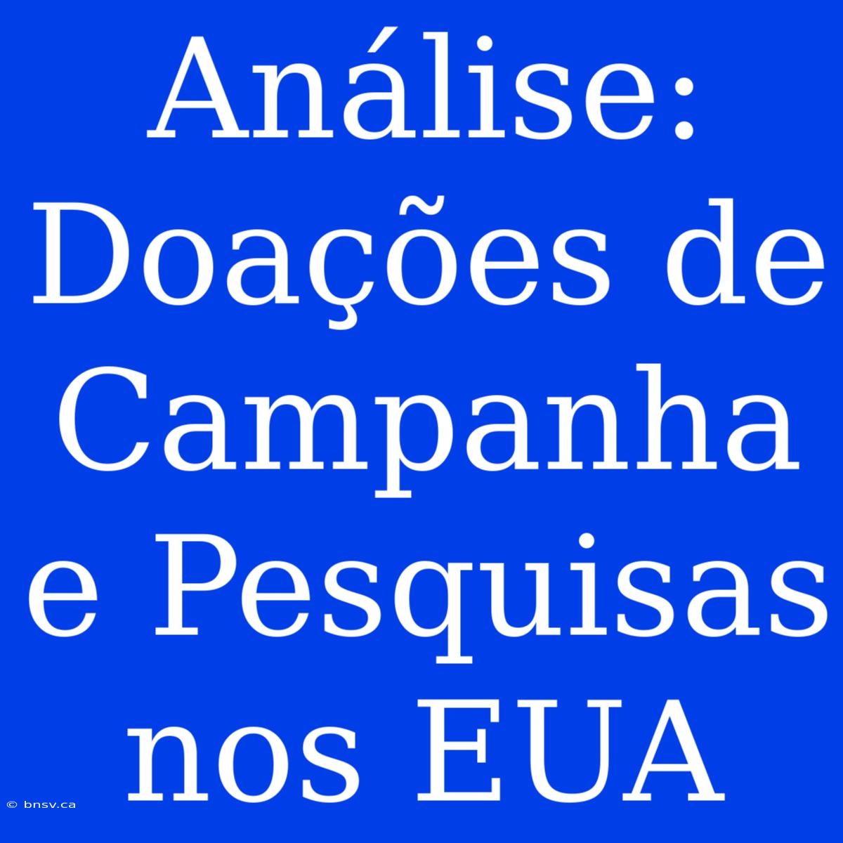 Análise: Doações De Campanha E Pesquisas Nos EUA