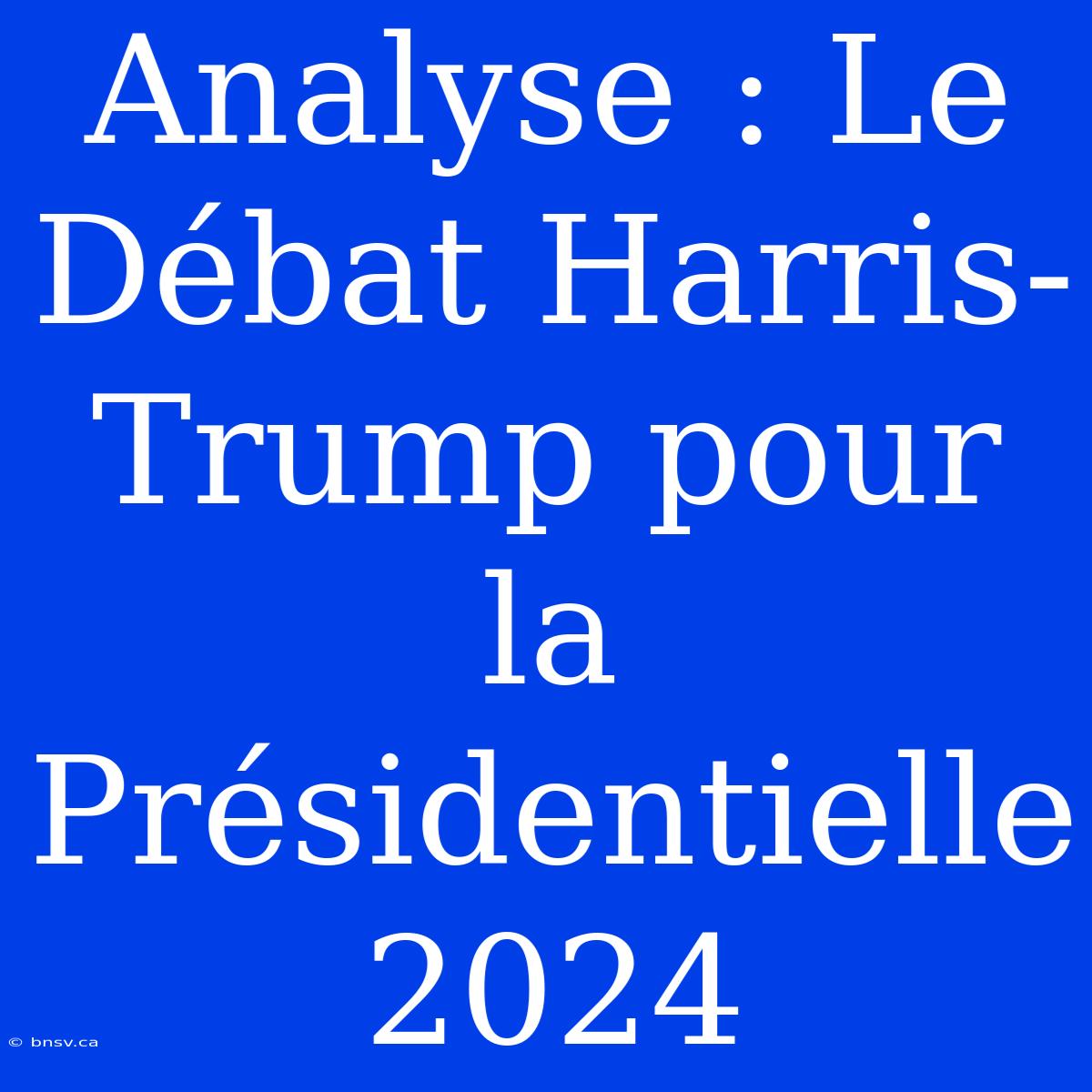 Analyse : Le Débat Harris-Trump Pour La Présidentielle 2024