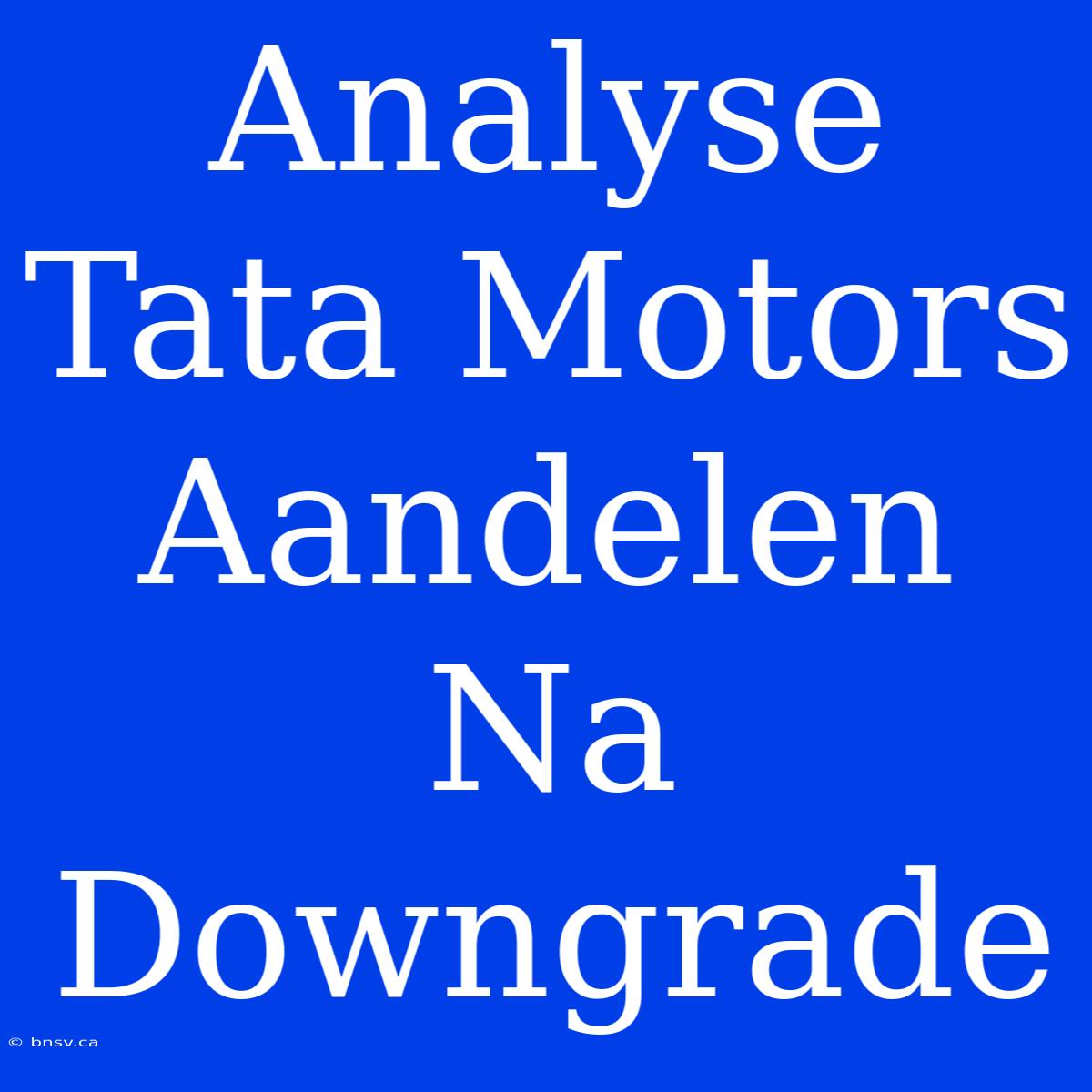 Analyse Tata Motors Aandelen Na Downgrade