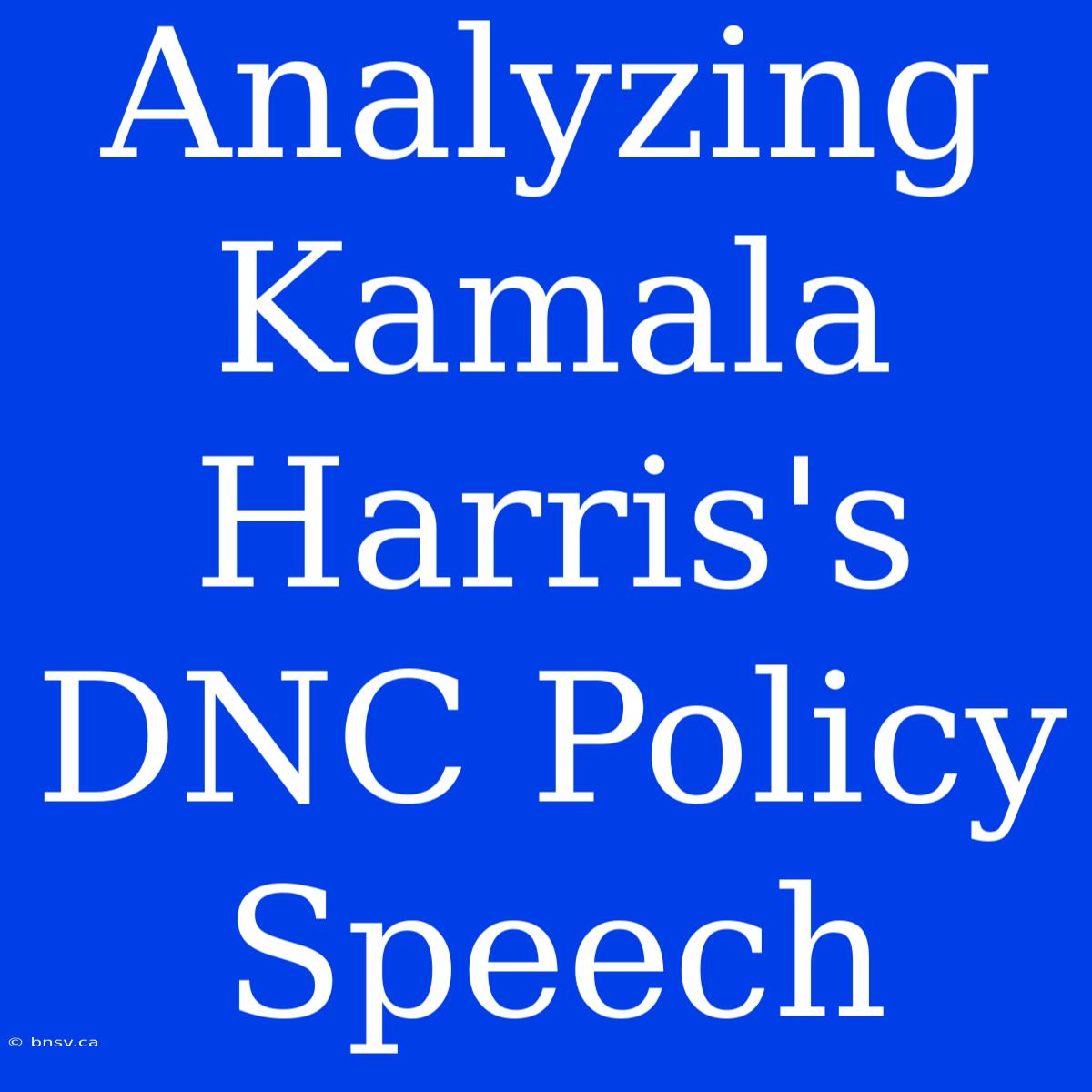 Analyzing Kamala Harris's DNC Policy Speech