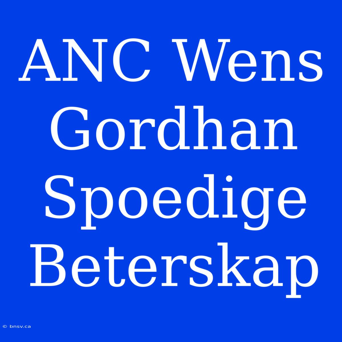 ANC Wens Gordhan Spoedige Beterskap