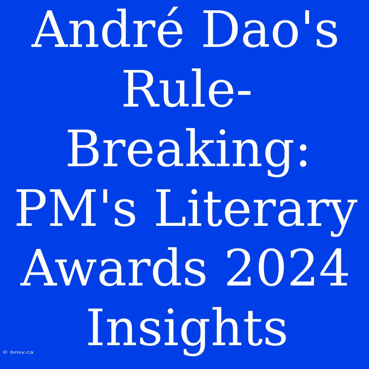 André Dao's Rule-Breaking: PM's Literary Awards 2024 Insights