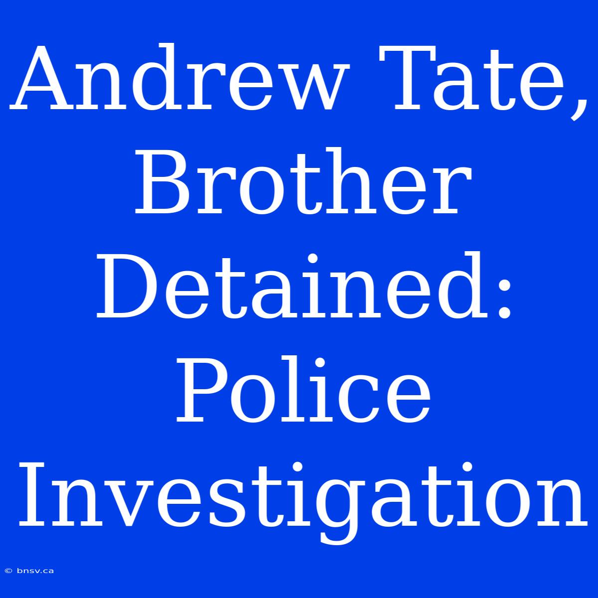 Andrew Tate, Brother Detained: Police Investigation