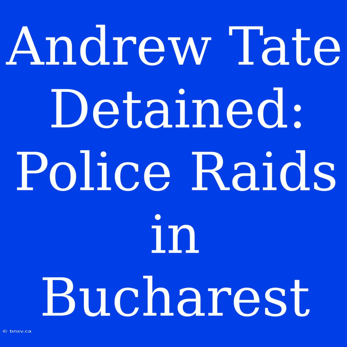 Andrew Tate Detained: Police Raids In Bucharest