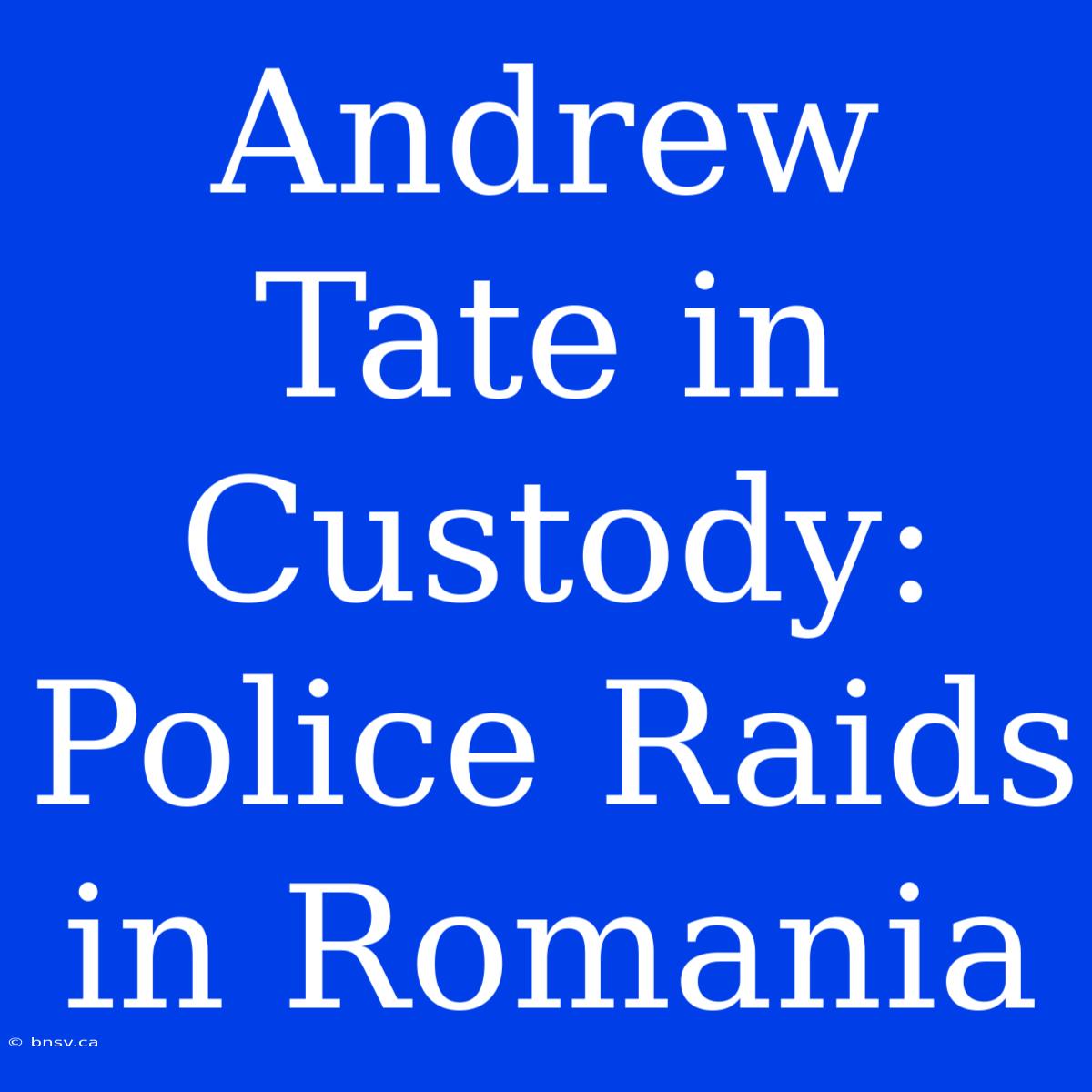 Andrew Tate In Custody: Police Raids In Romania