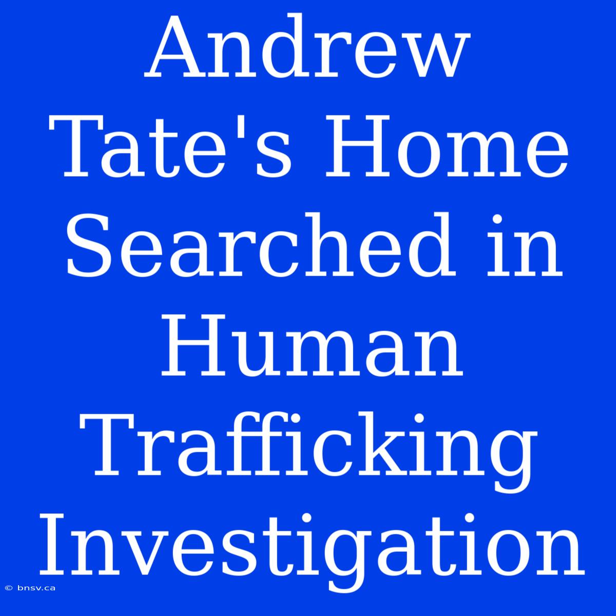 Andrew Tate's Home Searched In Human Trafficking Investigation