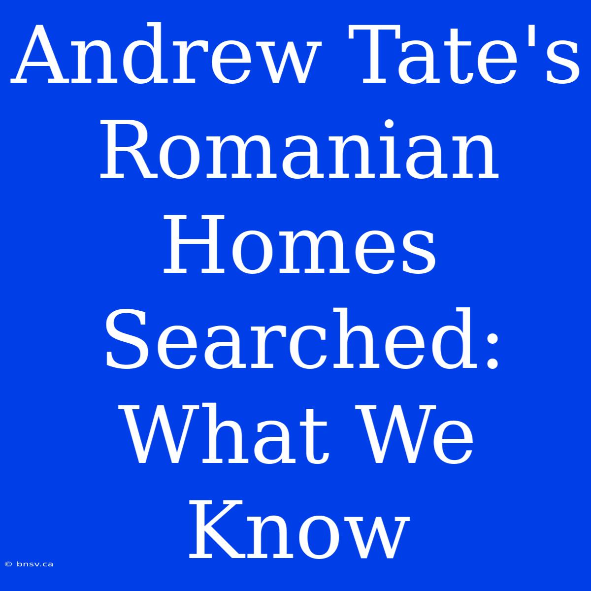 Andrew Tate's Romanian Homes Searched: What We Know