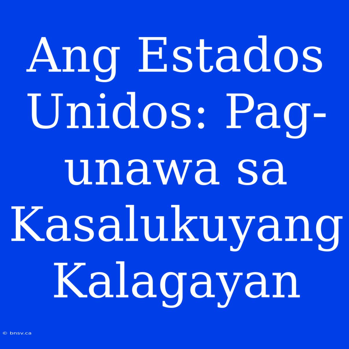 Ang Estados Unidos: Pag-unawa Sa Kasalukuyang Kalagayan