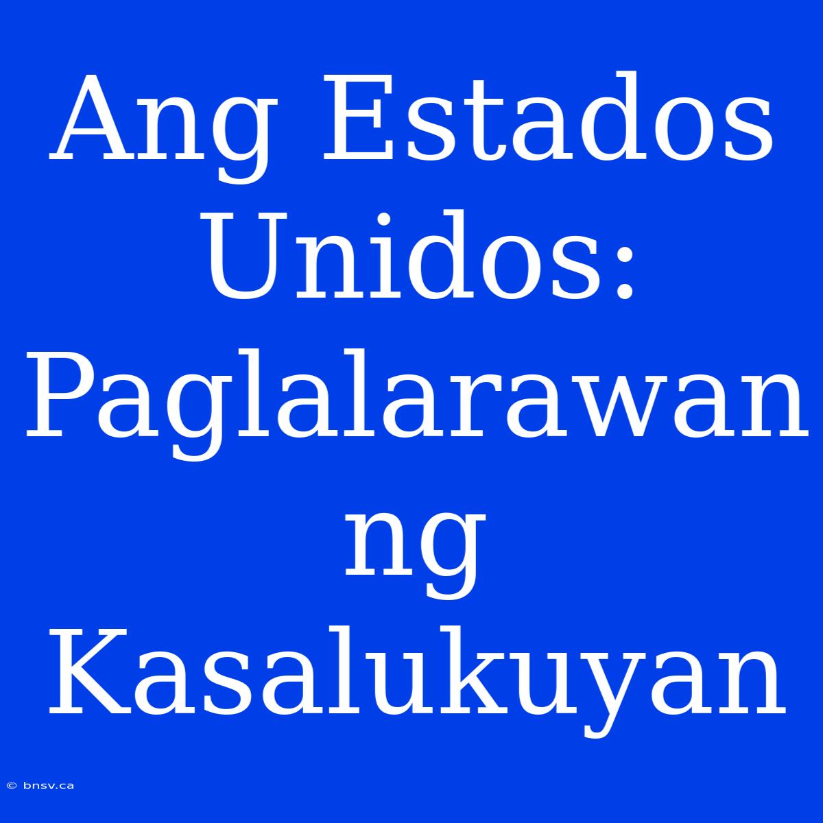 Ang Estados Unidos: Paglalarawan Ng Kasalukuyan