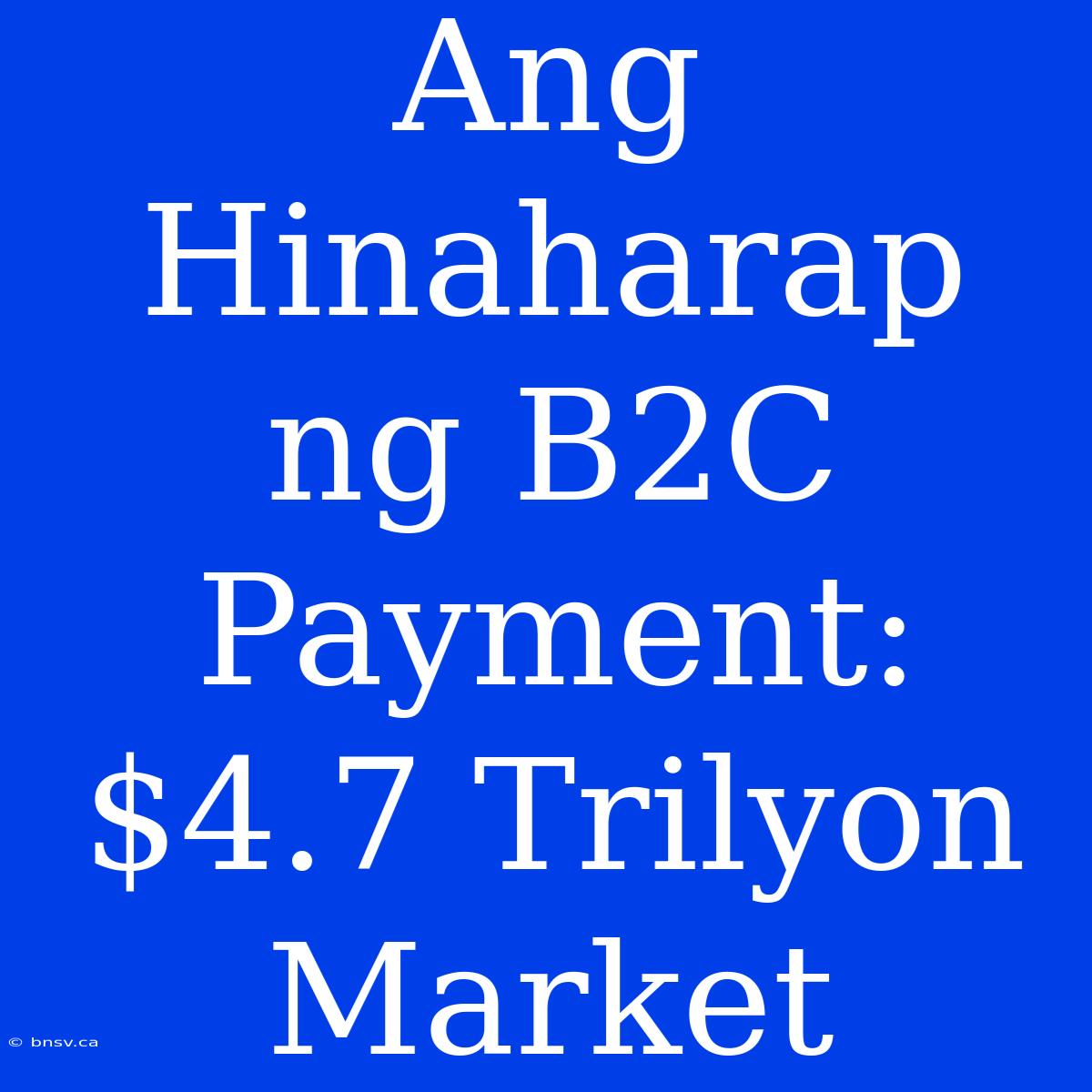 Ang Hinaharap Ng B2C Payment: $4.7 Trilyon Market