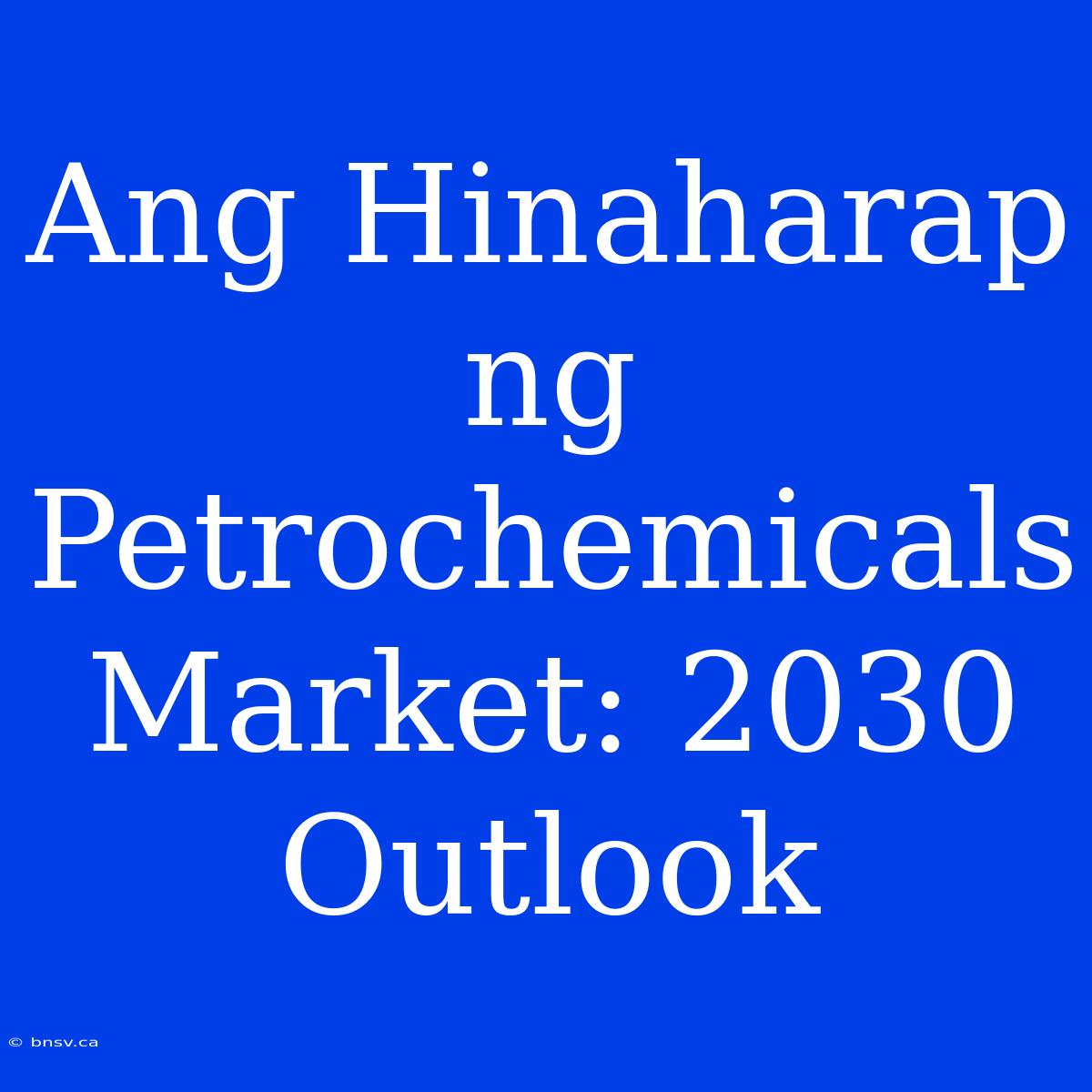 Ang Hinaharap Ng Petrochemicals Market: 2030 Outlook