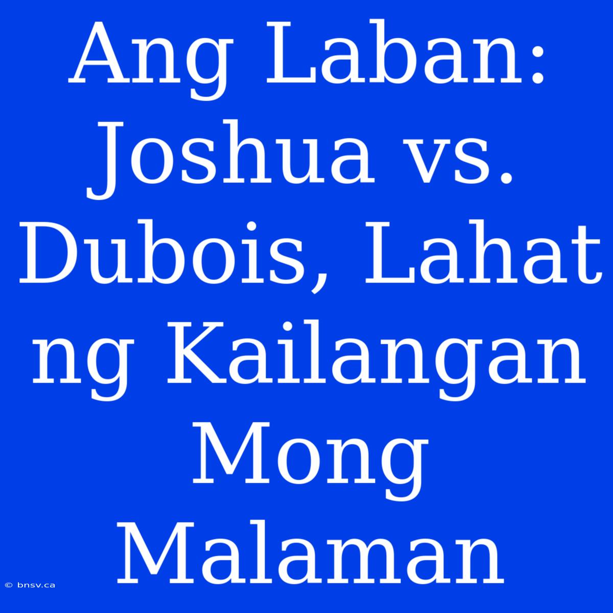 Ang Laban: Joshua Vs. Dubois, Lahat Ng Kailangan Mong Malaman