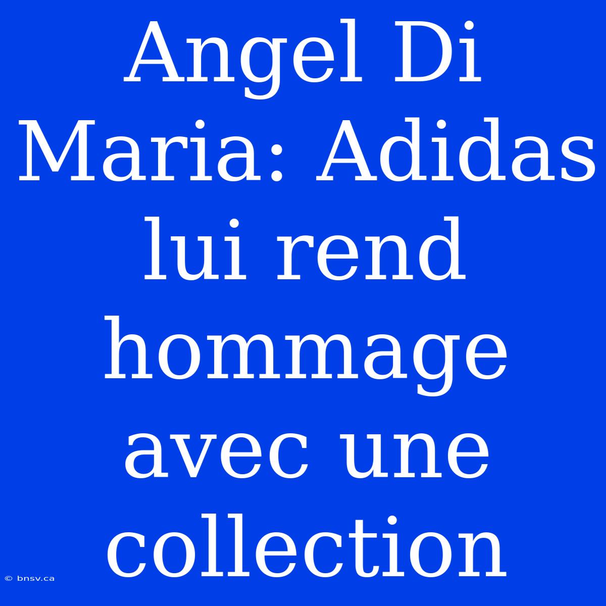 Angel Di Maria: Adidas Lui Rend Hommage Avec Une Collection