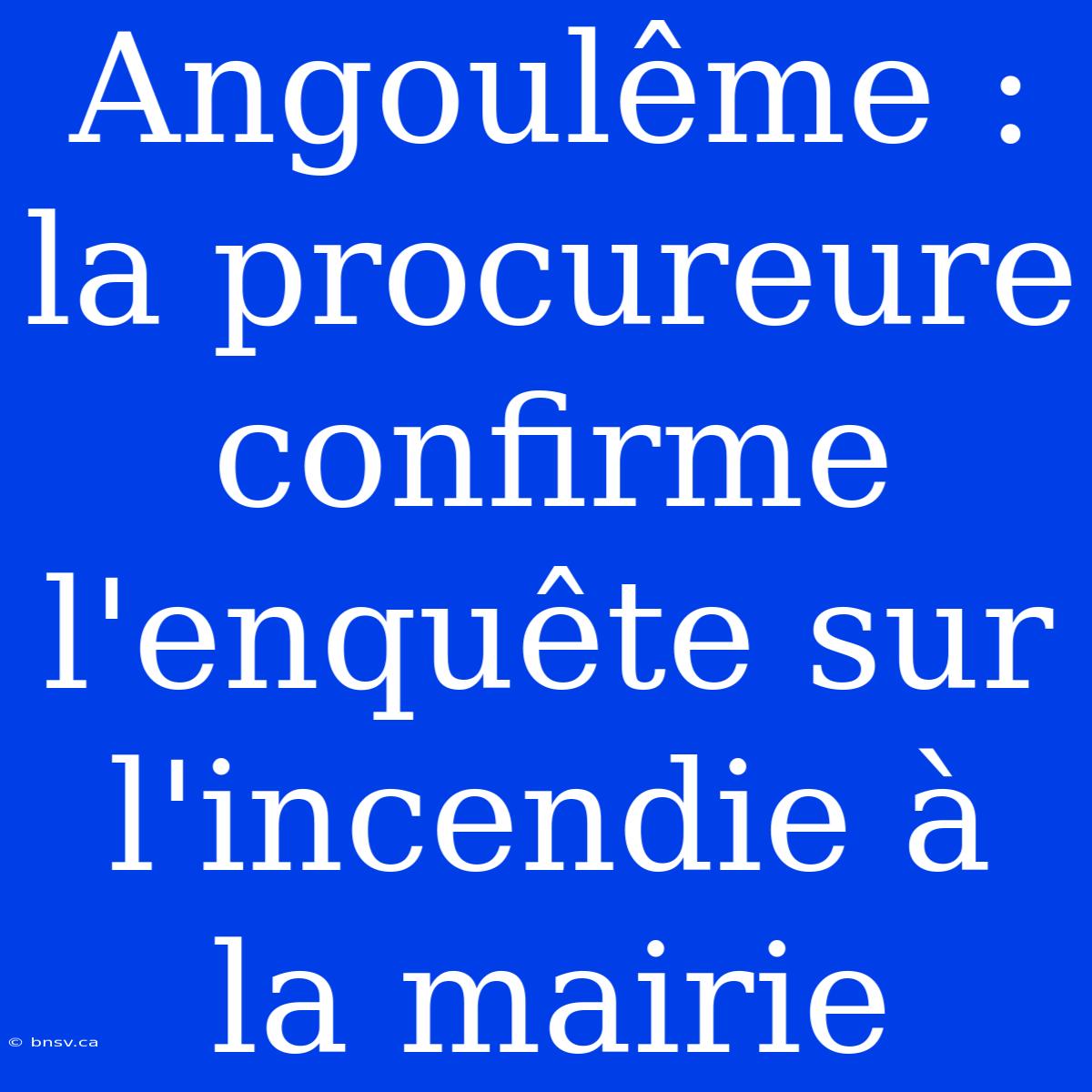 Angoulême : La Procureure Confirme L'enquête Sur L'incendie À La Mairie