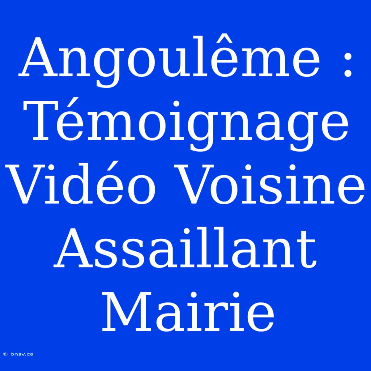 Angoulême : Témoignage Vidéo Voisine Assaillant Mairie