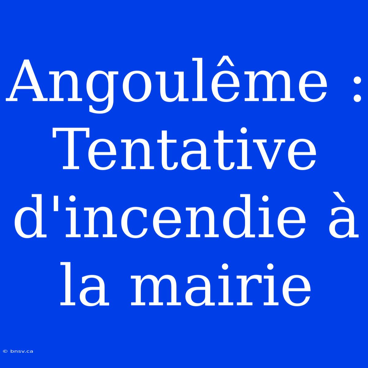 Angoulême : Tentative D'incendie À La Mairie