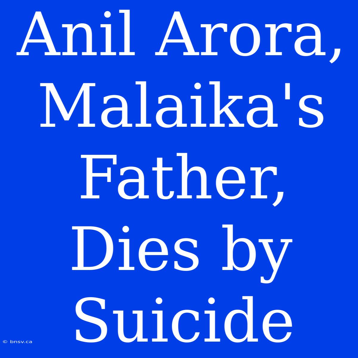 Anil Arora, Malaika's Father, Dies By Suicide