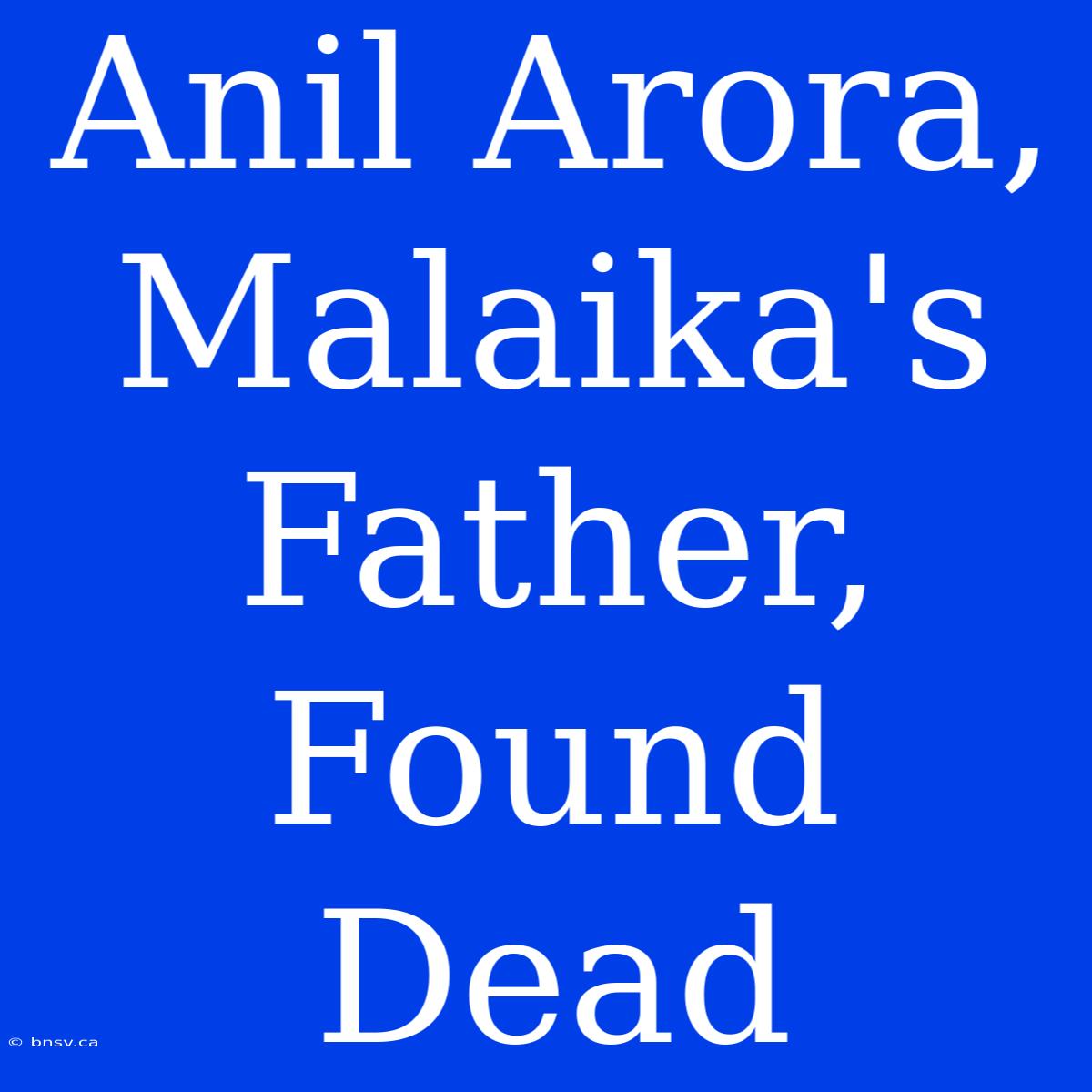 Anil Arora, Malaika's Father, Found Dead