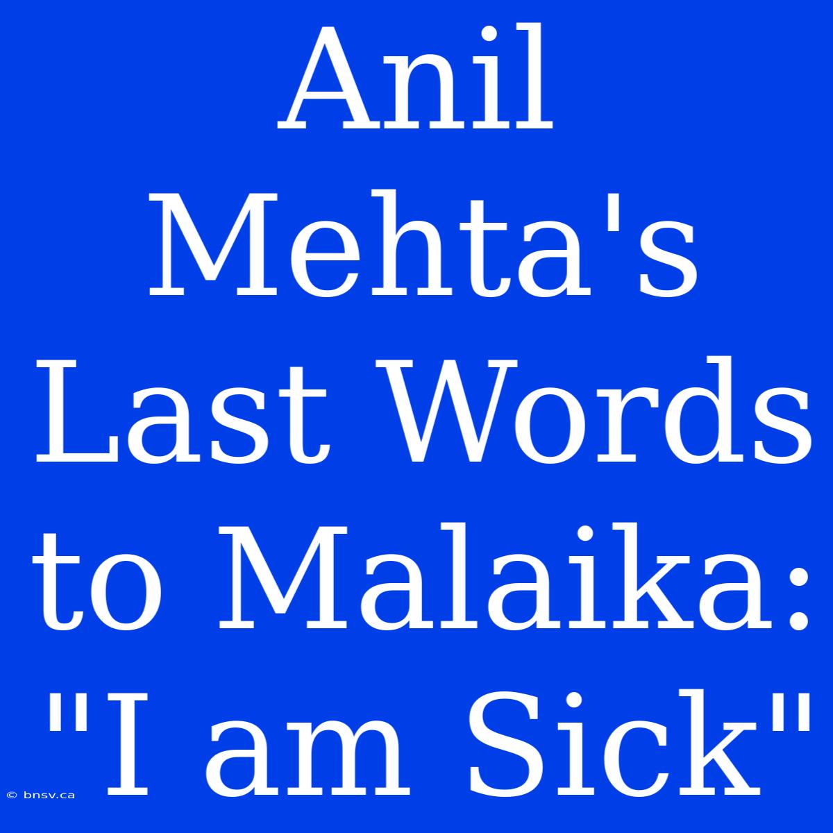 Anil Mehta's Last Words To Malaika: 