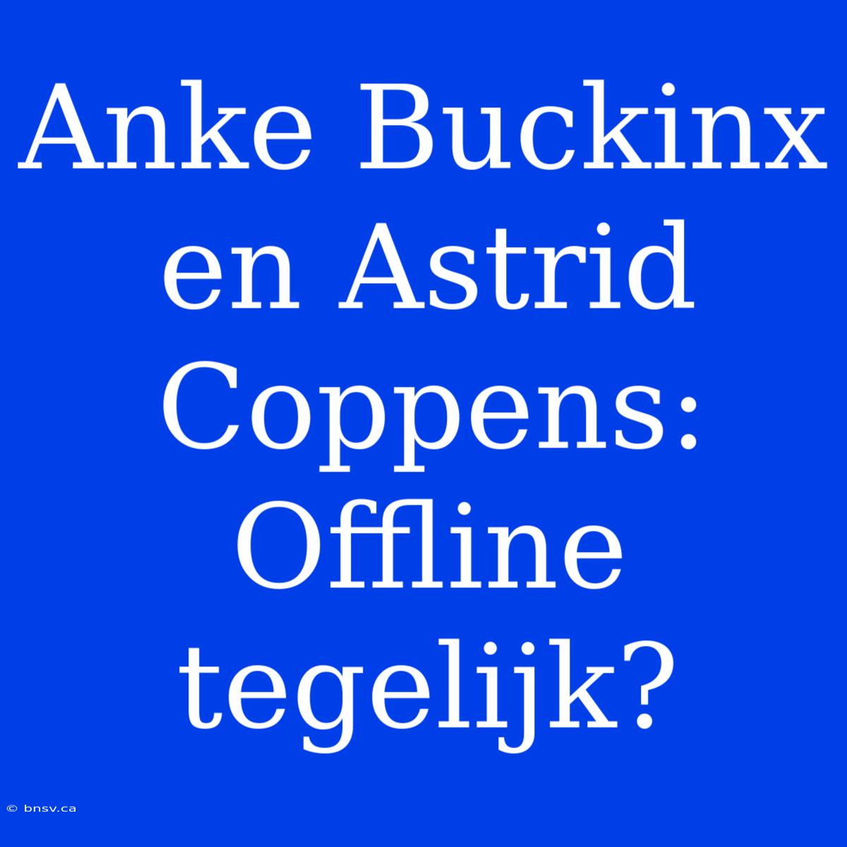 Anke Buckinx En Astrid Coppens: Offline Tegelijk?