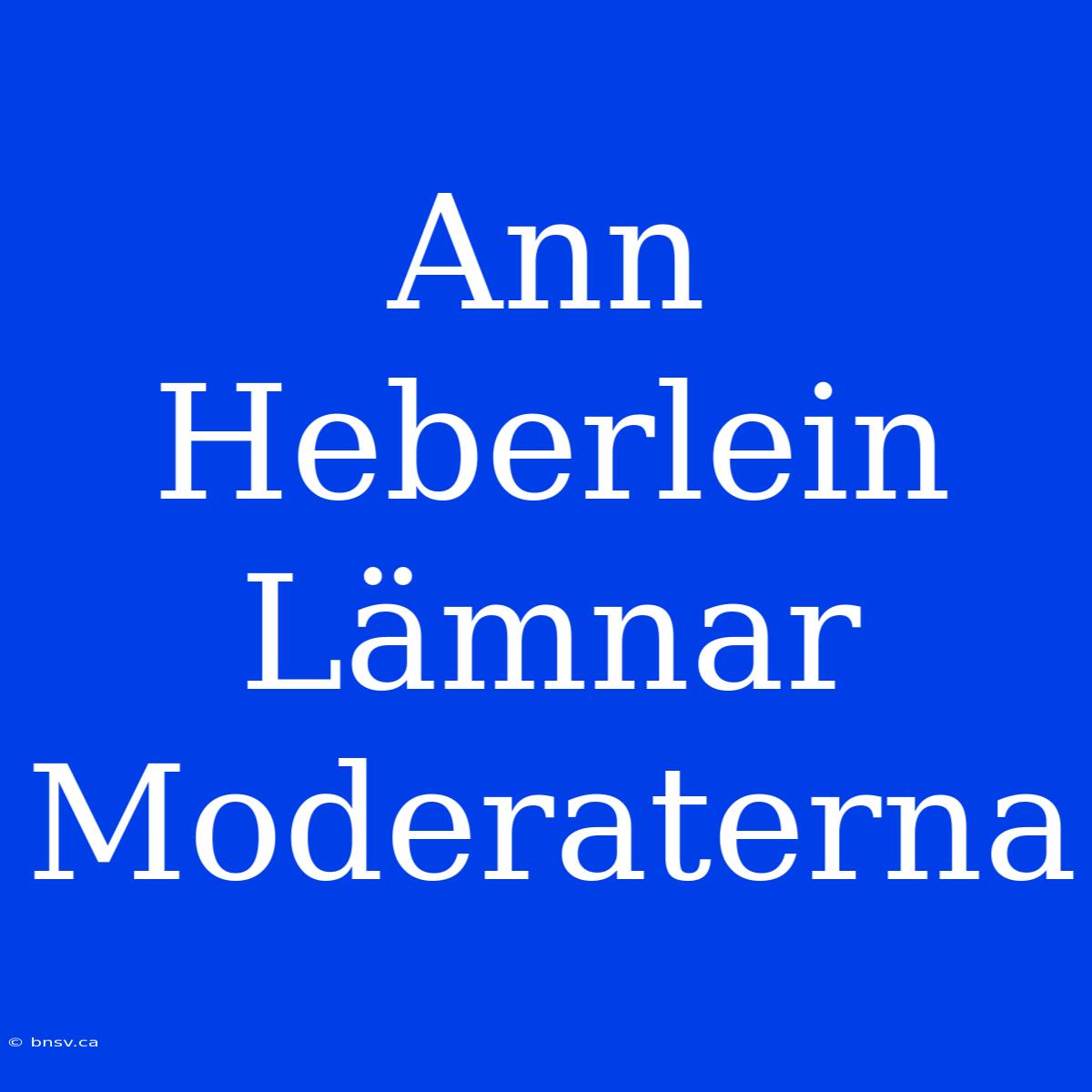 Ann Heberlein Lämnar Moderaterna